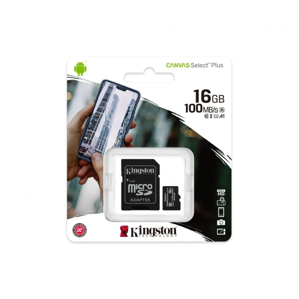 Microsd kingston 16gb select plus clasa 10 uhs-i performance r: Kingston - 1
