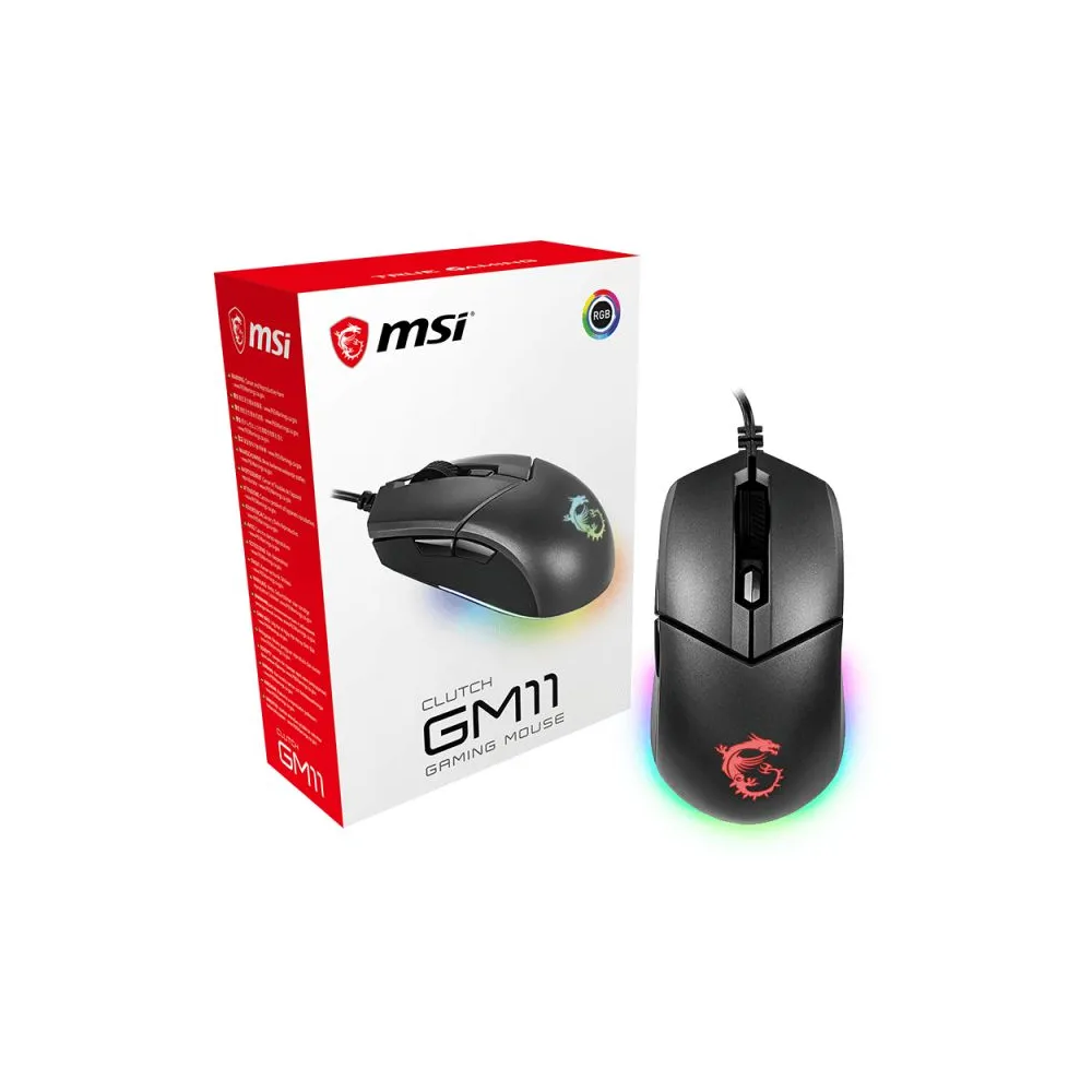 MSI Clutch GM11 mouse-uri Mâna stângă USB Tip-A Optice 5000 DPI Msi - 1