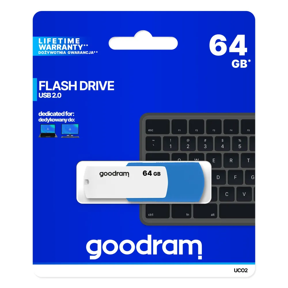 Goodram UCO2 memorii flash USB 64 Giga Bites USB Tip-A 2.0 Albastru, Alb Goodram - 1