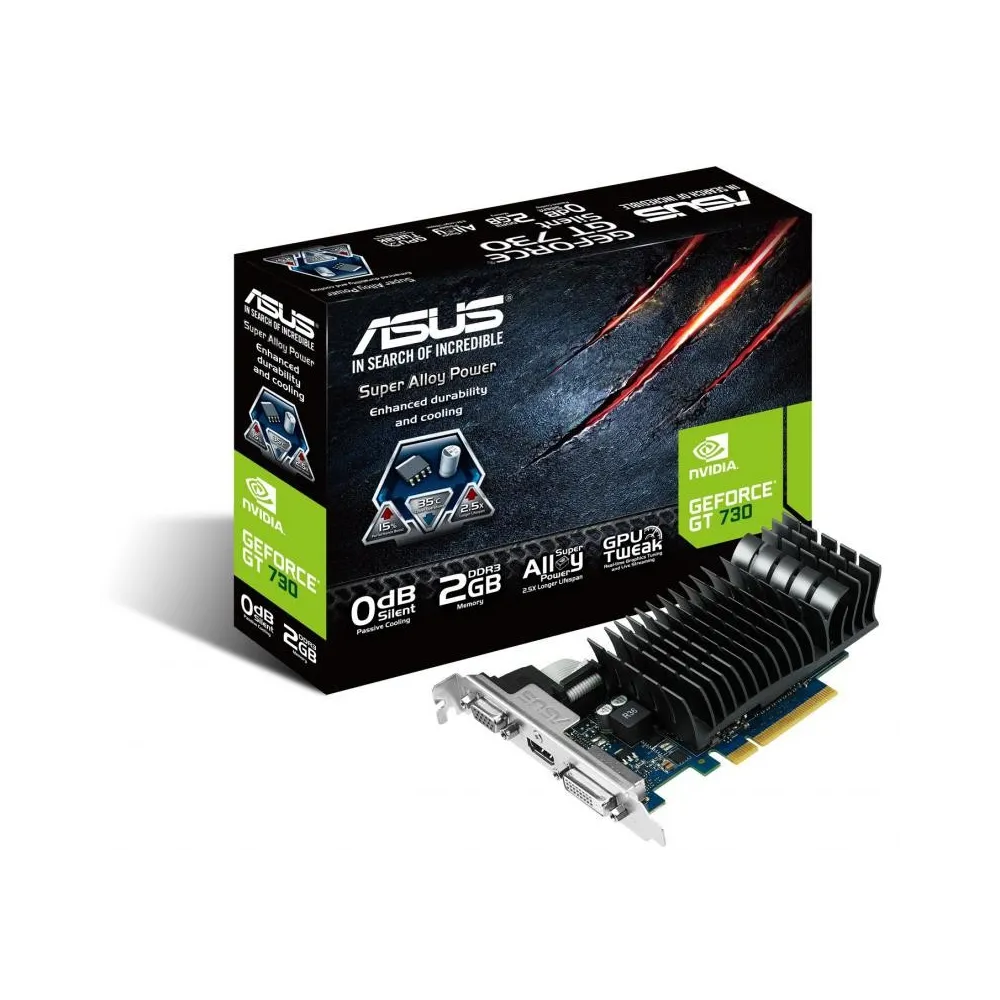 Placa video asus nvidia gt730-sl-2gd3-brk gt730 pci-e 2048mb ddr3 64bit Asus - 1
