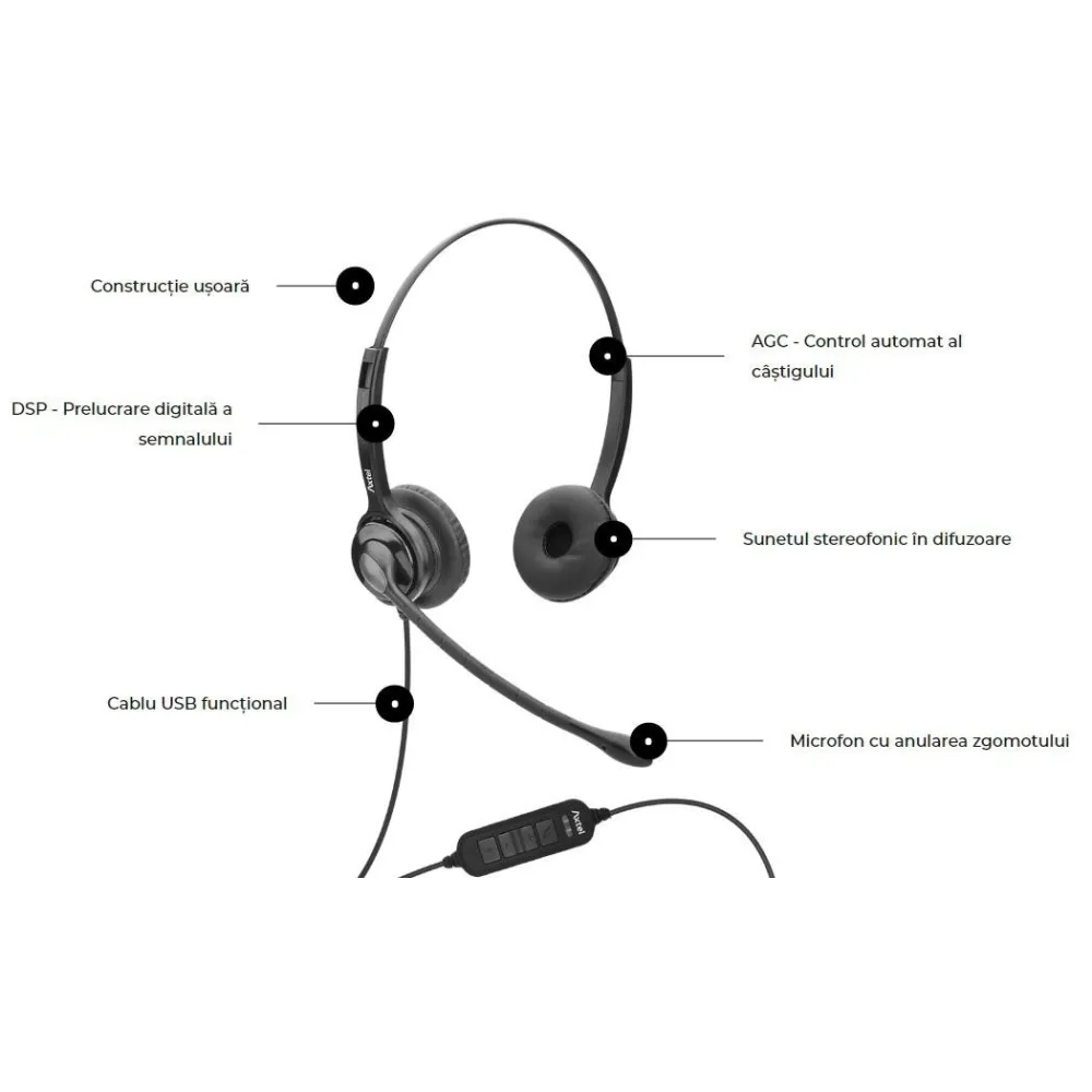 Casti cu microfon axtel ms2 duo nc usb cablu usb Axtel - 1