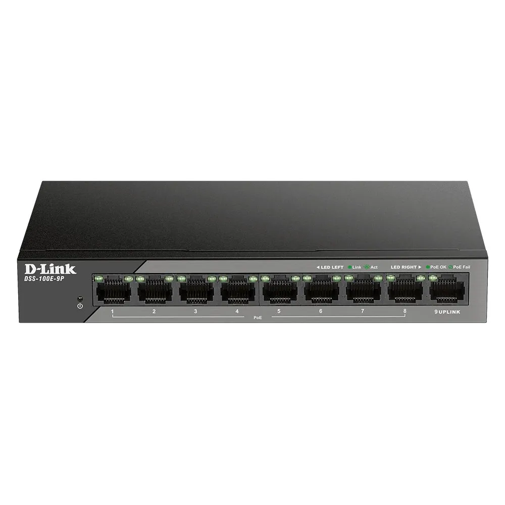 D-Link DSS-100E-9P switch-uri Fara management Fast Ethernet (10/100) Power over Ethernet (PoE) Suport Negru D-link - 1