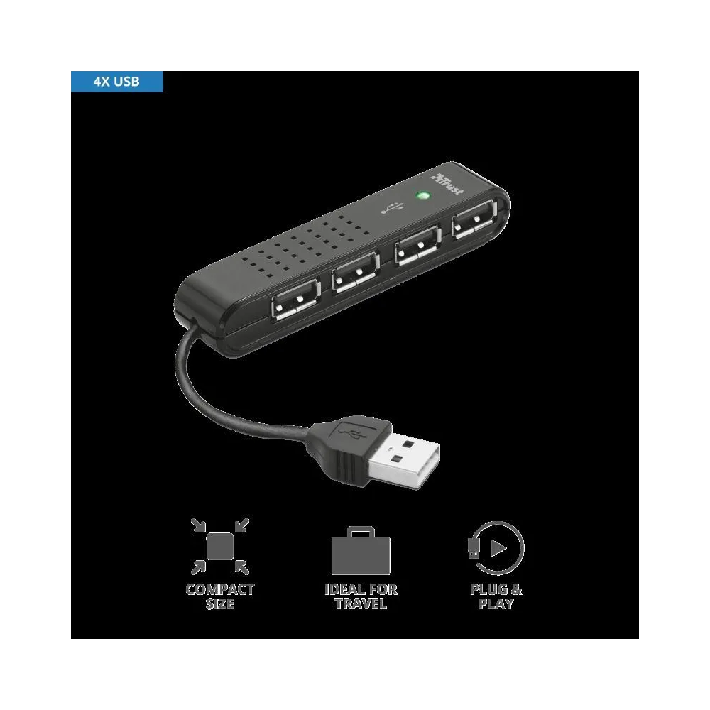 Adaptor trust vecco mini 4 port usb 2.0 hub  specifications Trust - 1