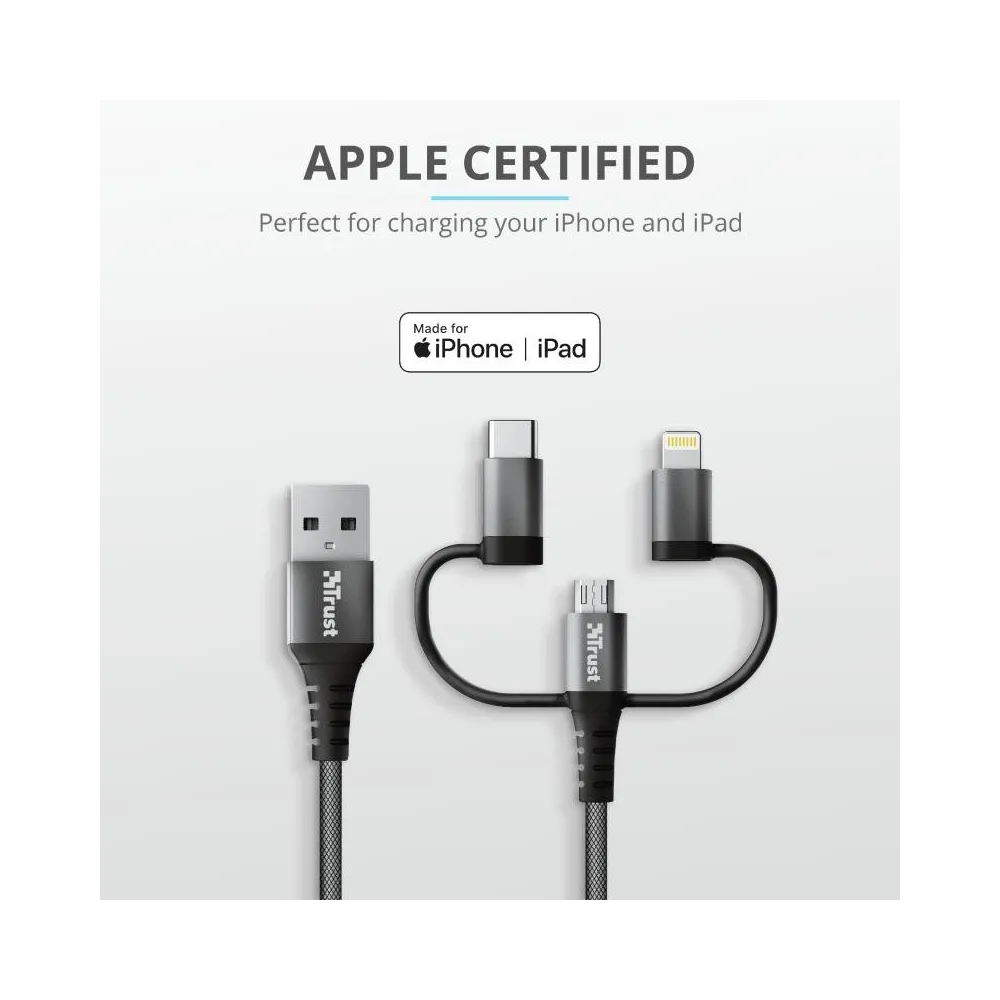 Cablu incarcare trust keyla extra-strong 3-in-1 usb cable 1m  specifications Trust - 1