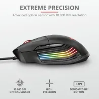 Mouse trust gxt 940 xidon gaming cu fir usb optic 10000 dpi butoane/scroll 8/1 iluminare butoane programabile buton selectare vi