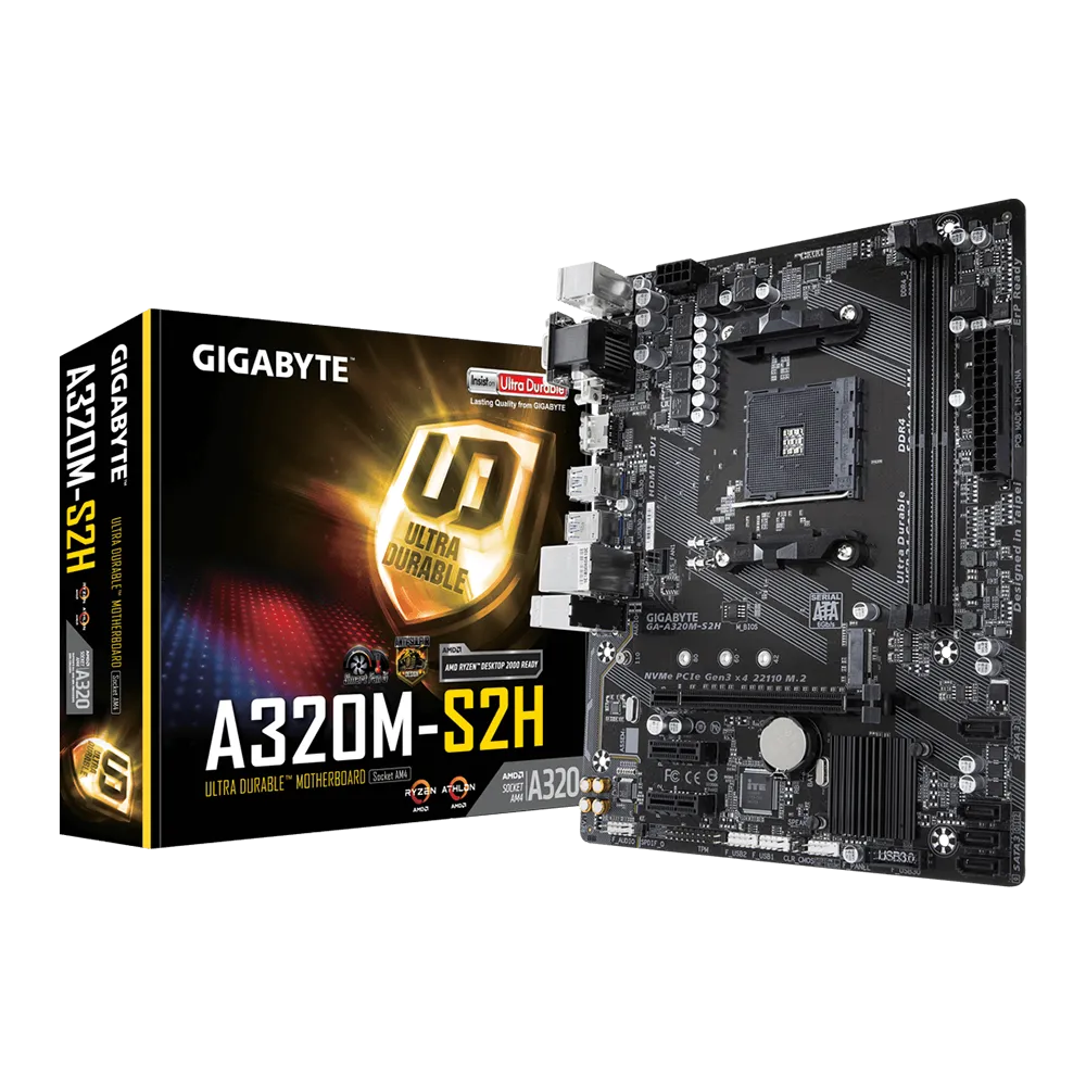 Gigabyte main board desktop amd a320 (sam4 2xddr4 realtek alc887 Gigabyte - 1