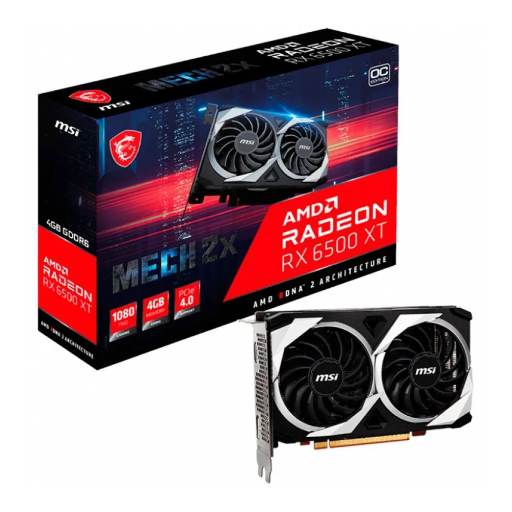 Placa video MSI AMD Radeon RX 6500 XT MECH 2X OC 4GB  GDDR6  64bit Msi - 1