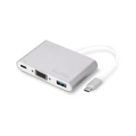 Digitus usb3.0 typ c multi adapt. vga typ c power delivery function chipsatz vl100/ps176/vl210 20cm cable alu case white da-7 Di
