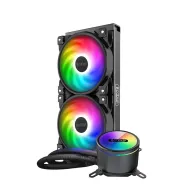 Cooler  pccooler skt. universal racire cu lichid vent. 120 mm x 2 2000 rpm led rgb gi-cx240 argb (include tv 3.5 lei) Pccooler -