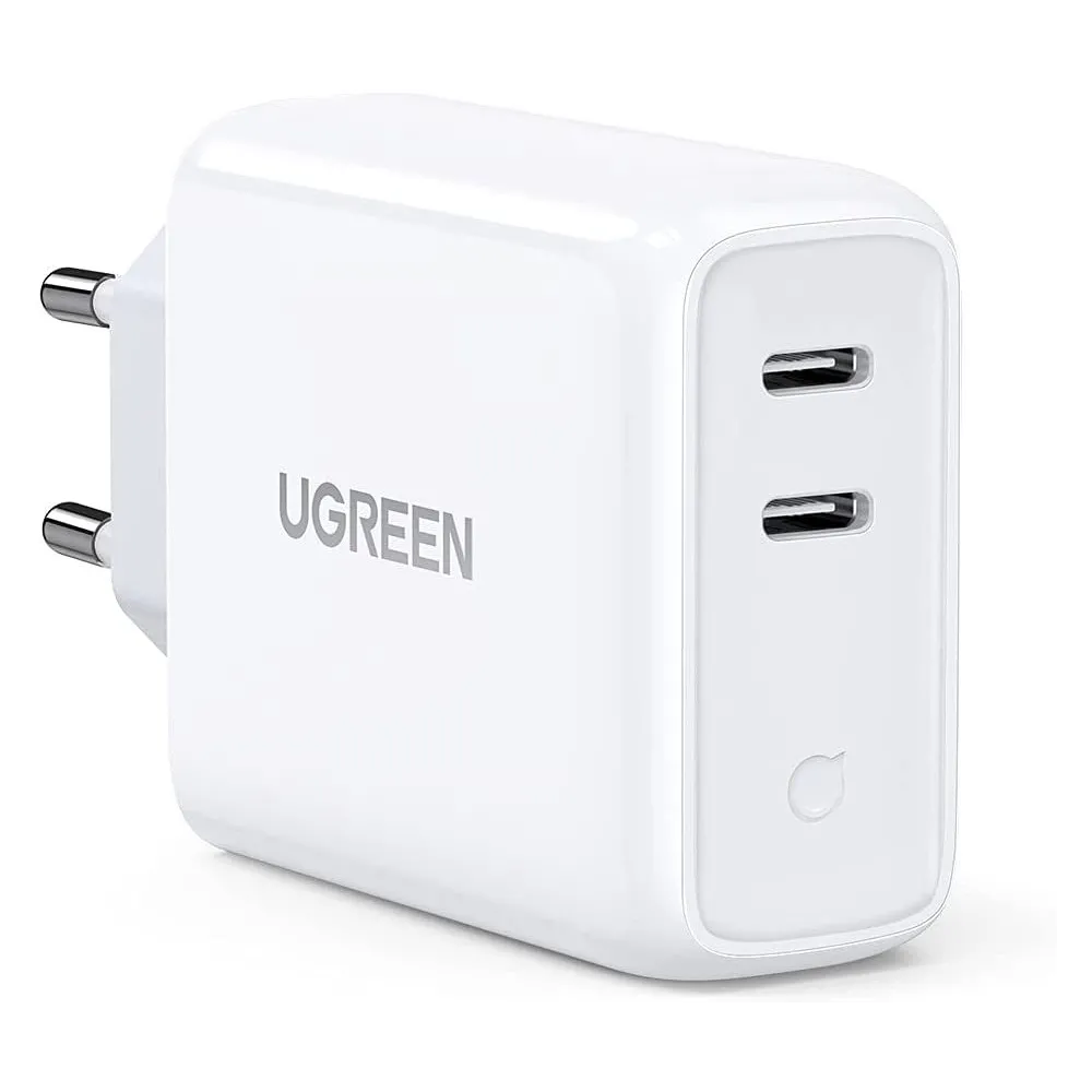 Incarcator retea ugreen cd199 quick charge 36w 2 x usb type-c 5v/3a alb 70264 (include timbru verde 0.75 lei) - 6957303872640 Ug