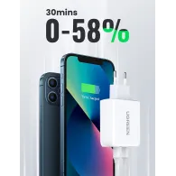 Incarcator retea ugreen cd199 quick charge 36w 2 x usb type-c 5v/3a alb 70264 (include timbru verde 0.75 lei) - 6957303872640 Ug