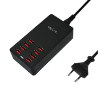 Alimentator retea 220v logilink universal 8 x usb maxim 8.8a 44w suport ocp/ovp/otp negru pa0140 (include tv 0.8lei) Logilink - 