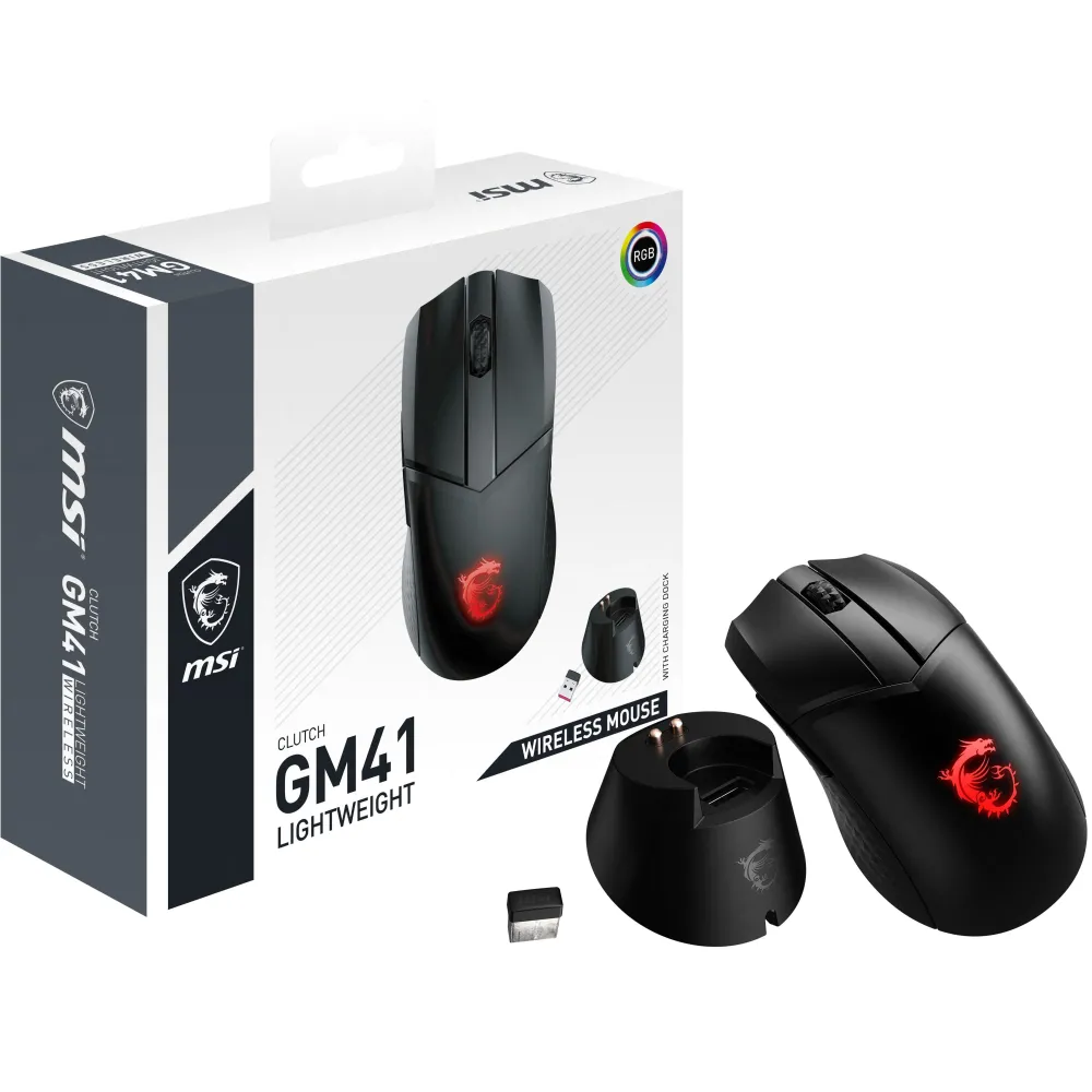 MSI Clutch GM41 Lightweight Wireless mouse-uri Mâna dreaptă RF fără fir Optice 20000 DPI Msi - 1