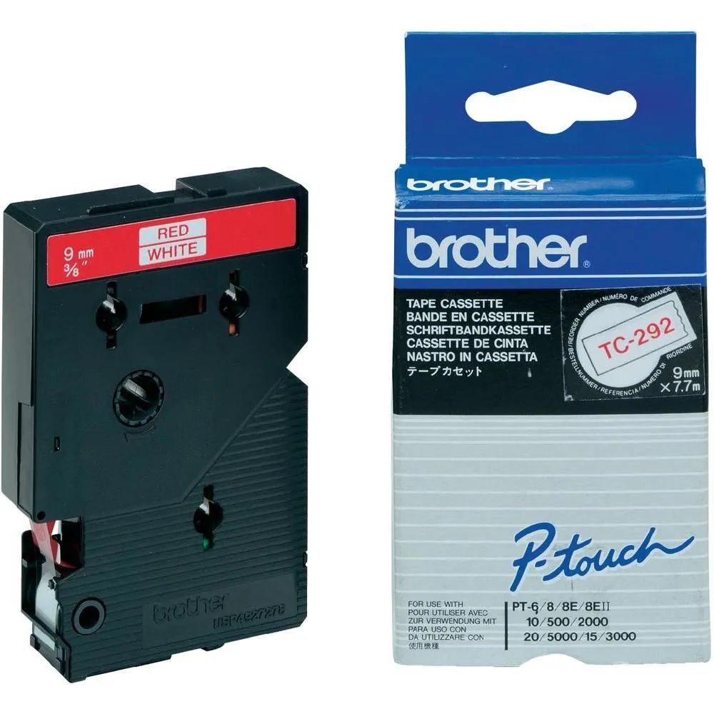 Brother TC-292 benzi pentru etichete Rosu pe alb Brother - 1