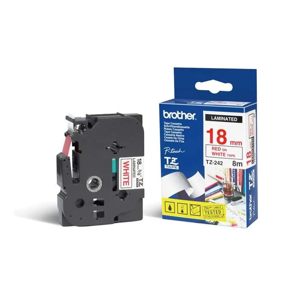 Brother TX-242 benzi pentru etichete Rosu pe alb Brother - 1