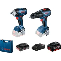 Bosch GDS 18V-400 Surubelnita cu impact brushless 18V + 2 acumulatori Li-Ion 2Ah si 5Ah 400Nm + Valiza + GSB 18V-50 Masina de ga