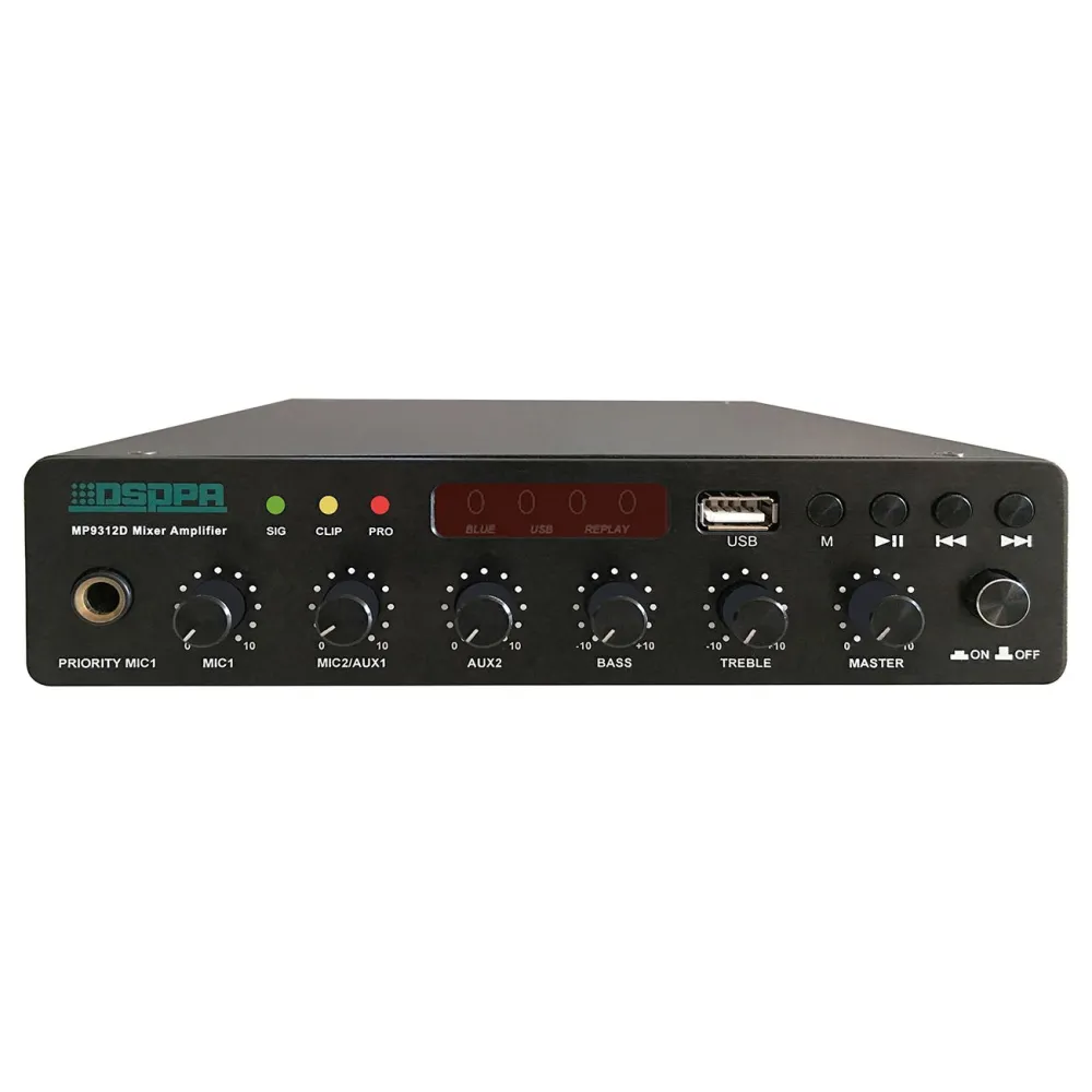 Amplificator cu mixer 120w dc24v ultra thin cu usb/bluetooth dsppa mp9312d Dsppa - 1