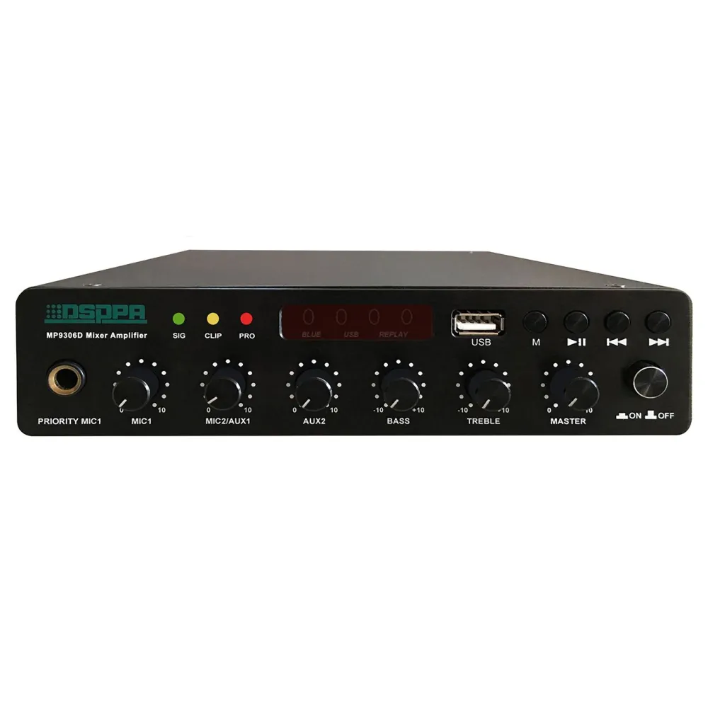 Amplificator cu mixer 60w dc24v ultra thin cu usb/bluetooth dsppa mp9306d Dsppa - 1