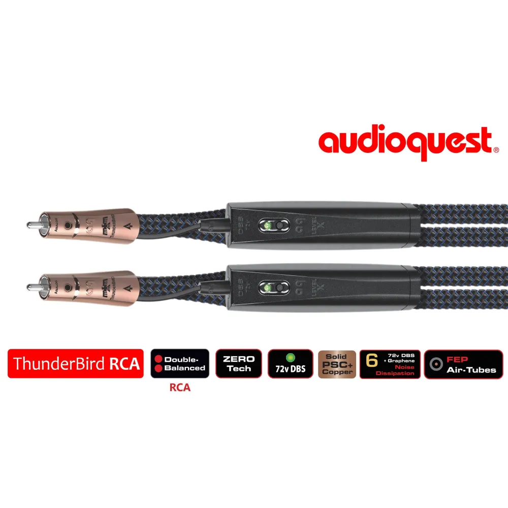 Cablu audio 2rca - 2rca  audioquest thunderbird 0.75m level 6 noise dissipation with graphene solid psc+ dbs x Audioquest - 1