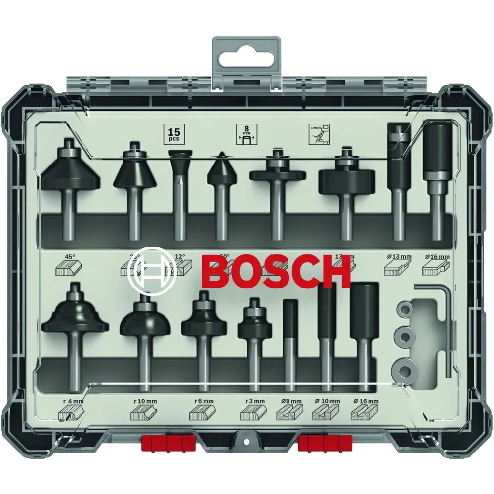 Bosch Set 15 freze HM tija 8mm Bosch - 1