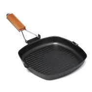 Tigaie grill 24*3.5 cm delis wooden detachable handle material: carbon Vanora - 1