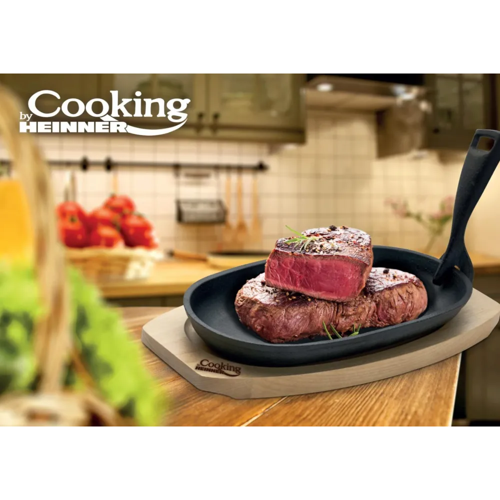 Platou servire oval 24x14cm cu baza lemn Heinner - 1