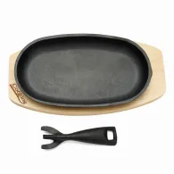Platou servire oval 24x14cm cu baza lemn Heinner - 1