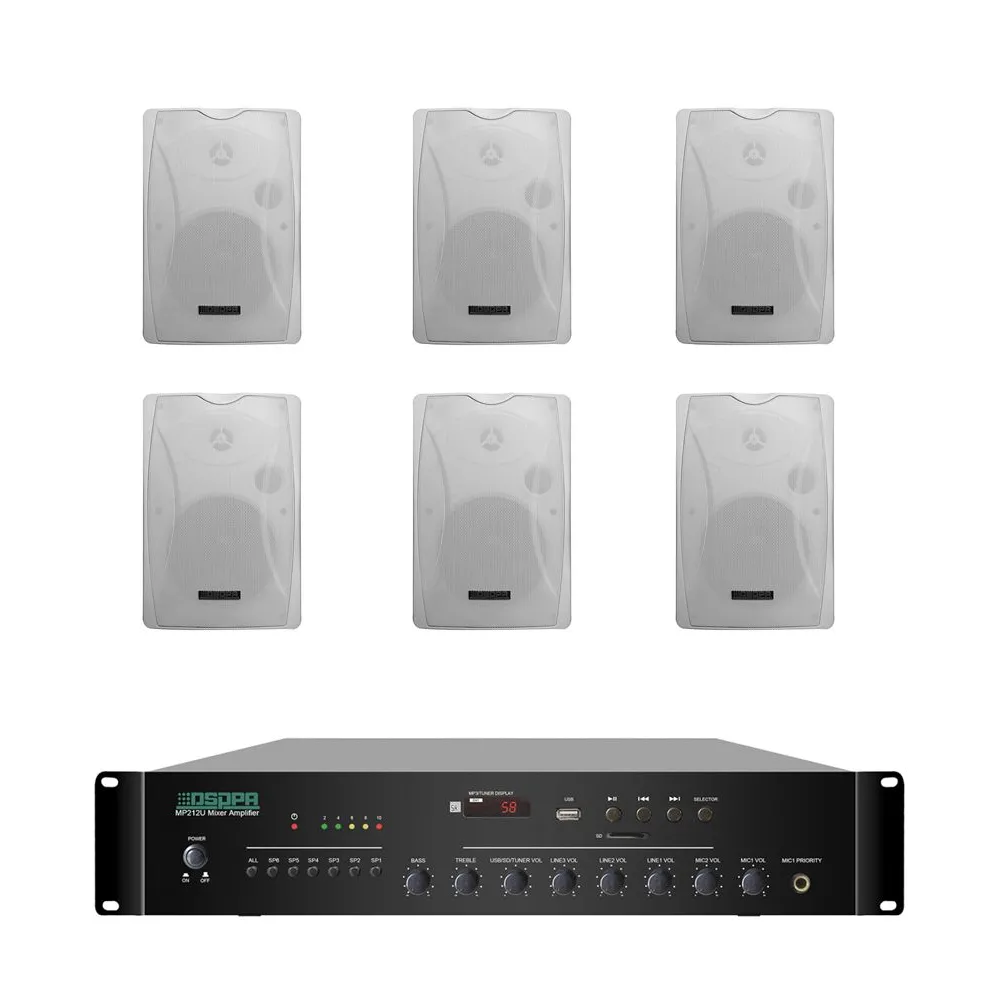 Pachet sonorizare 120w de perete fm+usb+bluetooth dsppa mp212u+6xdsp8062 Dsppa - 1