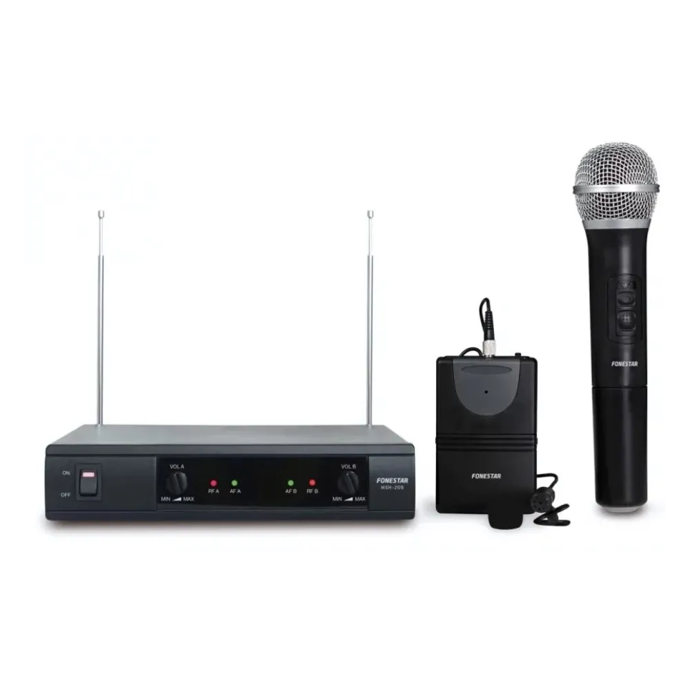 Microfon wireless dublu de mana + lavaliera fonestar  msh-209 Fonestar - 1