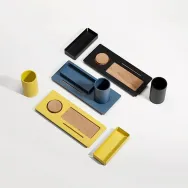 Suport accesorii birou spin three metal-lemn galben Spin - 1