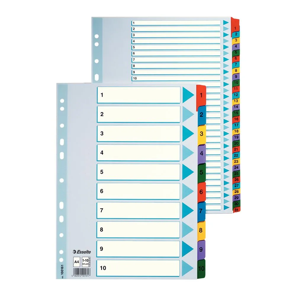 Index ian-dec esselte mylar carton cu taste laminate a4 multicolor Esselte - 1