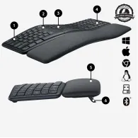 Logitech ERGO K860 tastaturi RF Wireless + Bluetooth Englez Grafit Logitech - 6