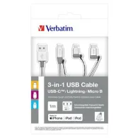 Verbatim 3-in-1 usb-c™ / lightning / micro b cbl 100 slv Verbatim - 1