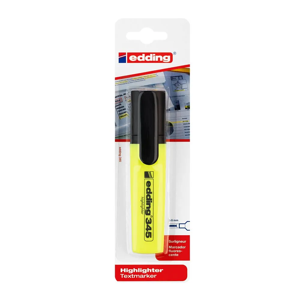 Textmarker edding 345 varf retezat 2-5 mm galben blister Edding - 1