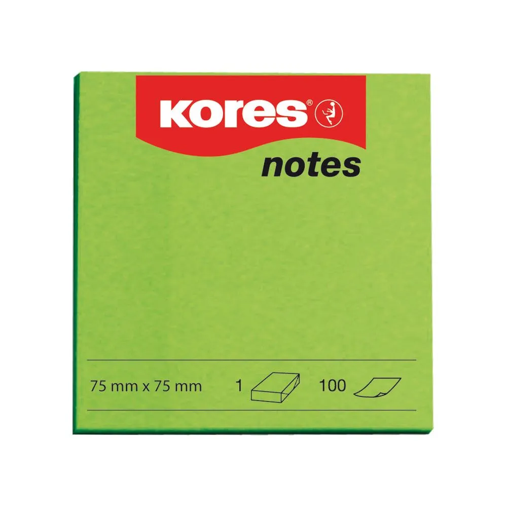 Notite adezive kores 75 x 75 mm verde 100 file Kores - 1