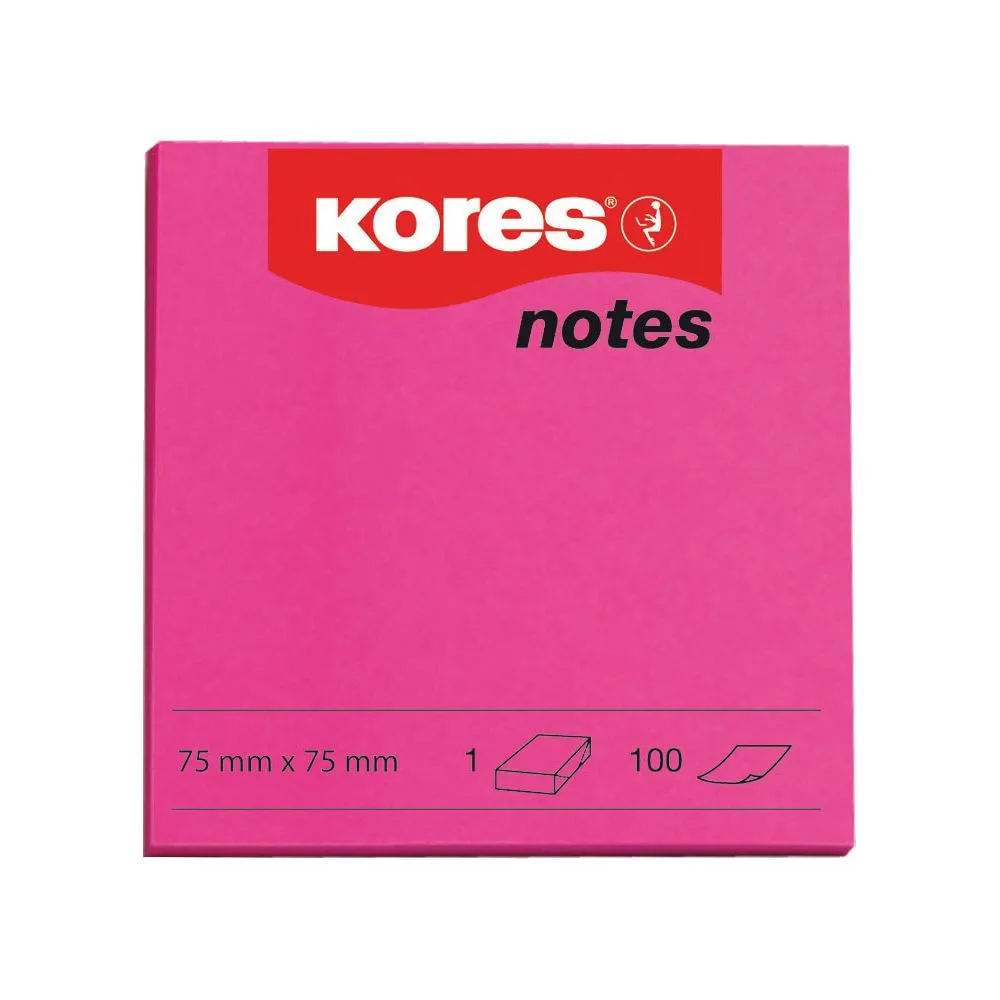 Notite adezive kores 75 x 75 mm magenta 100 file Kores - 1