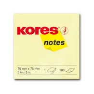Notite adezive kores 75 x 75 mm galben 100 file Kores - 1