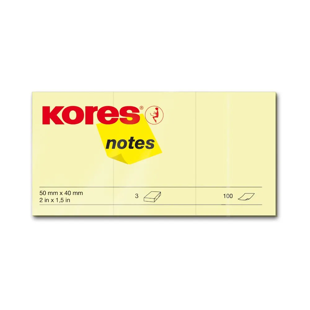 Notite adezive kores 40 x 50 mm galben 300 file Kores - 1