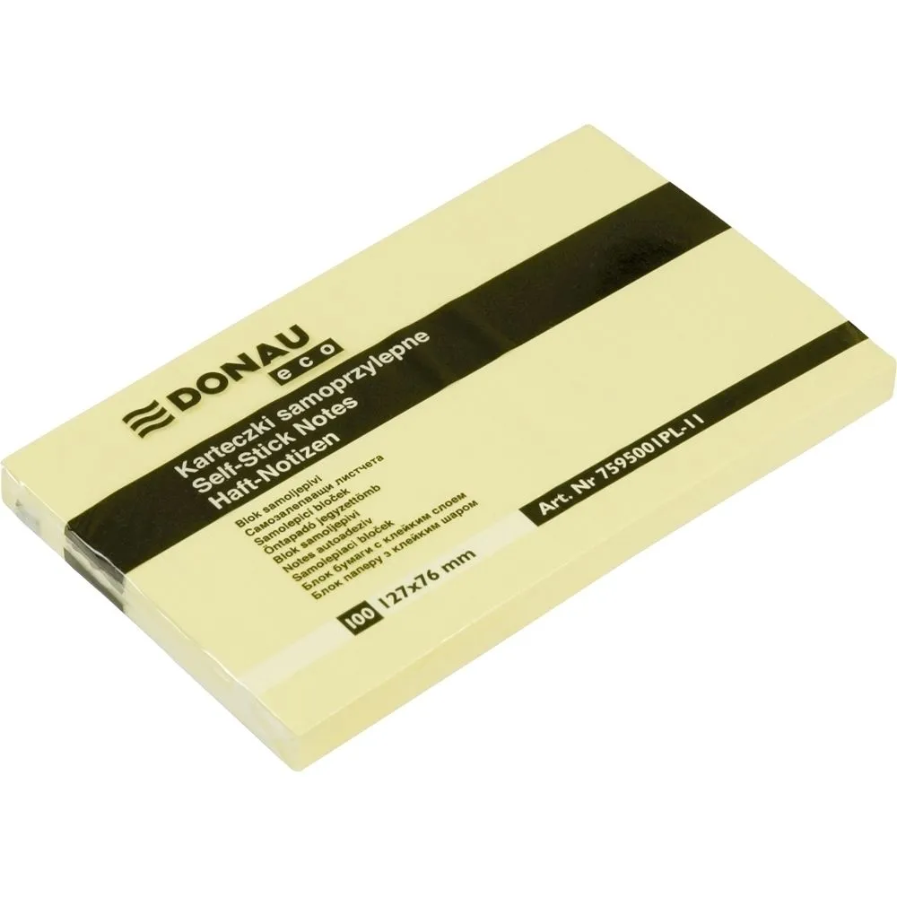 Notite adezive donau 127 x 76 mm galben 100 file Donau - 1
