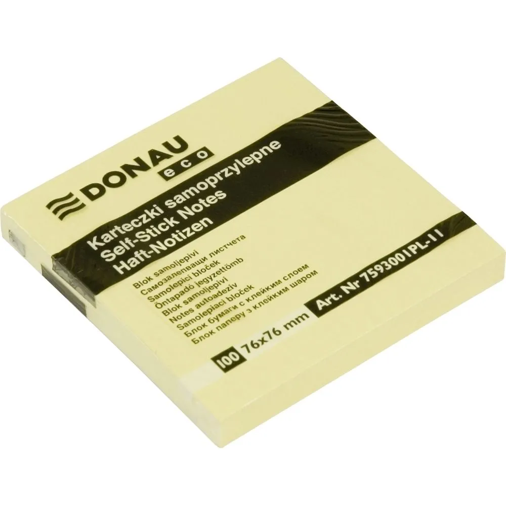 Notite adezive donau 76 x 76 mm galben 100 file Donau - 1