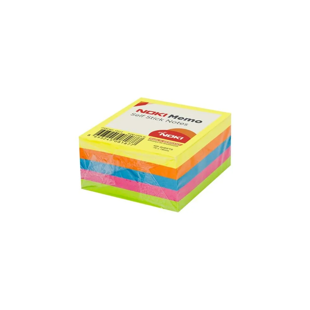 Notite adezive noki 75 x 75 mm multicolor neon 400 file/set Noki - 1