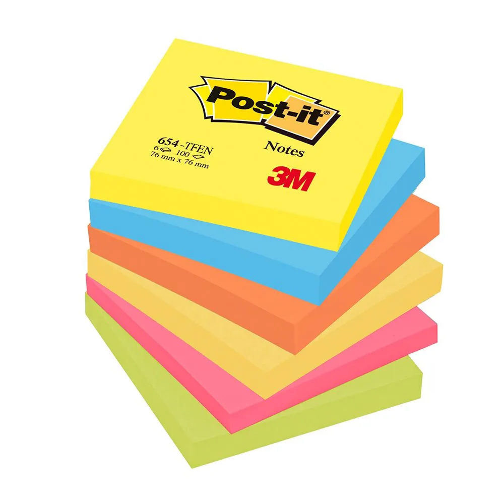 Notite adezive post-it 76 x 76 mm multicolor neon 100 file 6 bucati/set Post-it - 1
