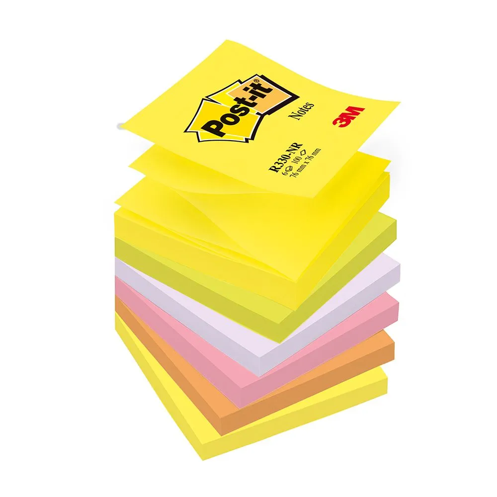 Notite adezive post-it® z-notes neon asortate 100 file/bucata 6 bucati/pachet Post-it - 1
