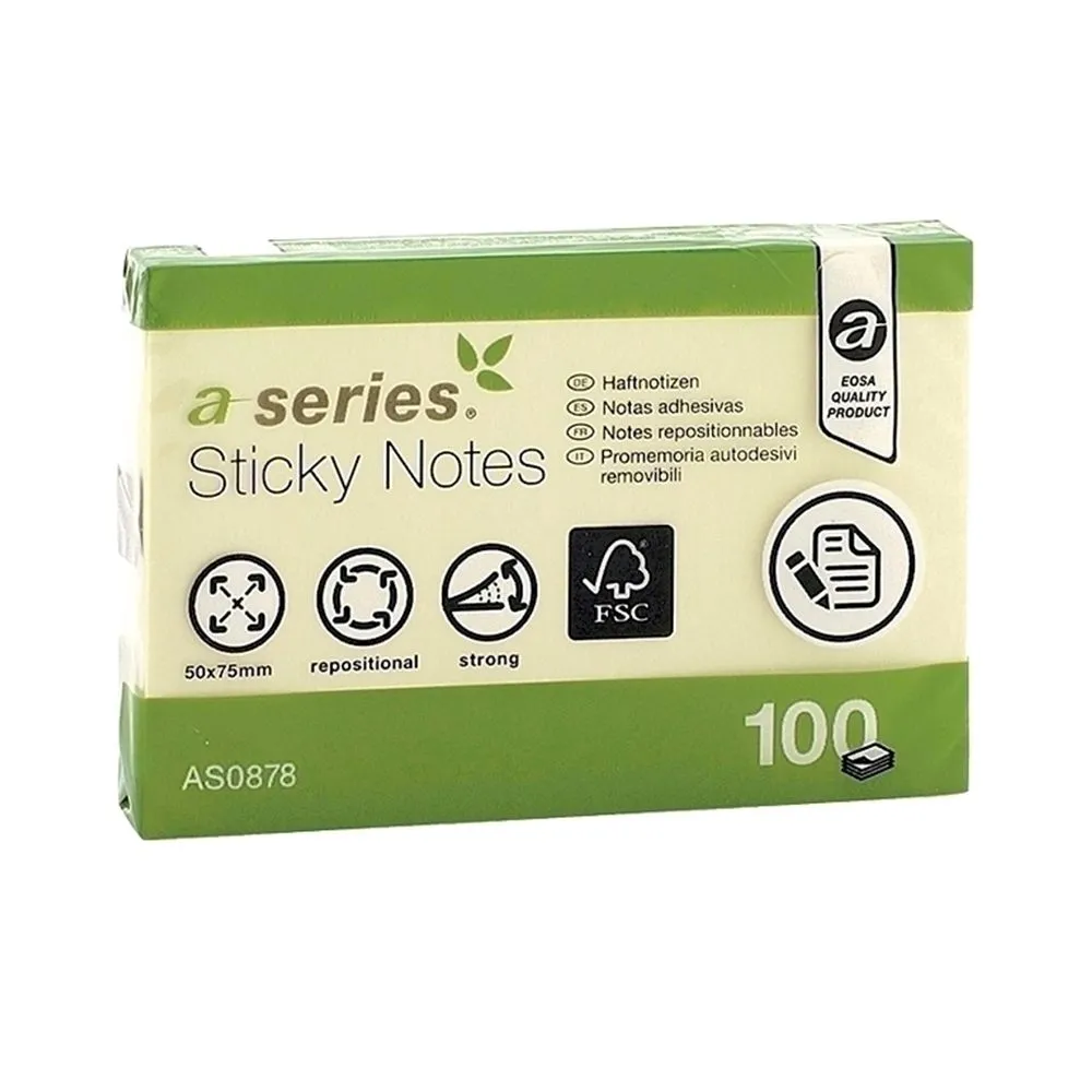 Notite adezive a-series 50 x 75 mm galben 100 file A-series - 1