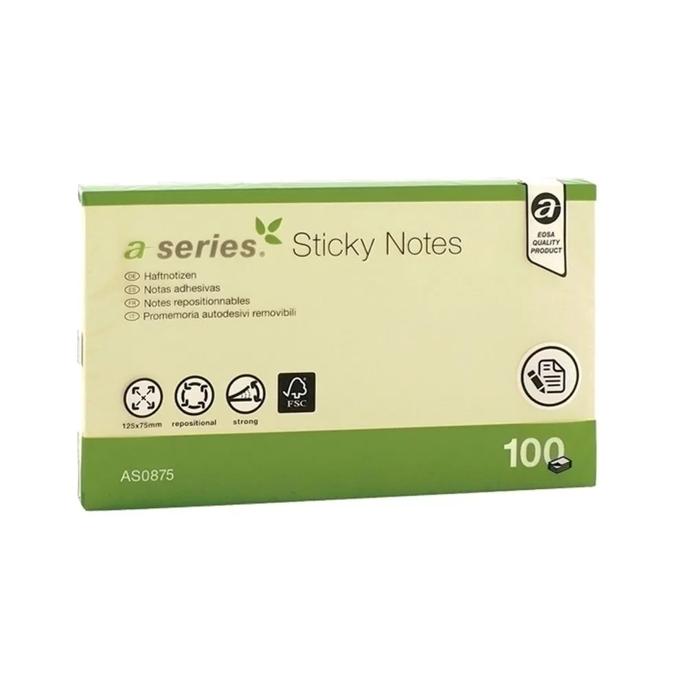 Notite adezive a-series 125 x 75 mm galben 100 file A-series - 1