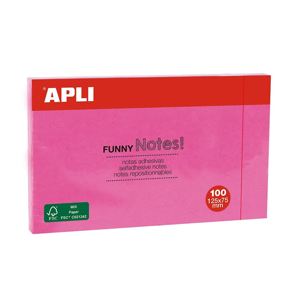 Notite adezive apli 125 x 75 mm magenta 100 file/set Apli - 1