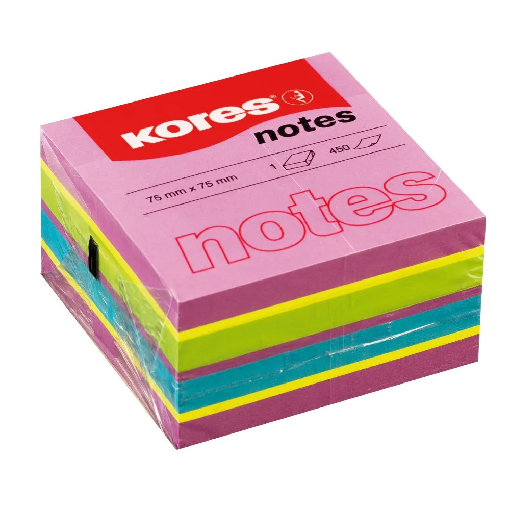 Notite adezive kores 75 x 75 mm multicolor 450 file Kores - 1