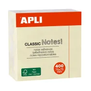 Cub notite adezive apli 75 x 75 mm 400 file galben Apli - 1