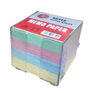 Suport plastic pentru cub hartie transparent 800 file color 90 x 90 mm  - 1