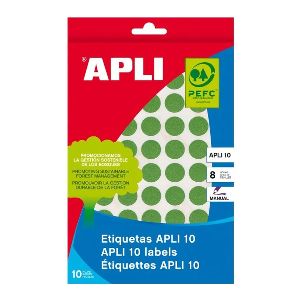 Etichete autoadezive apli verde 19 mm 320 etichete/blister Apli - 1